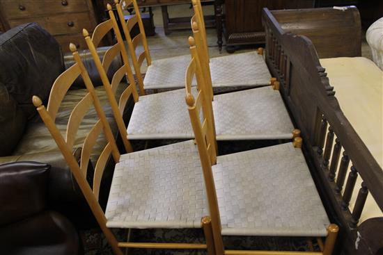 6 Shaker style maple ladder back chairs(-)